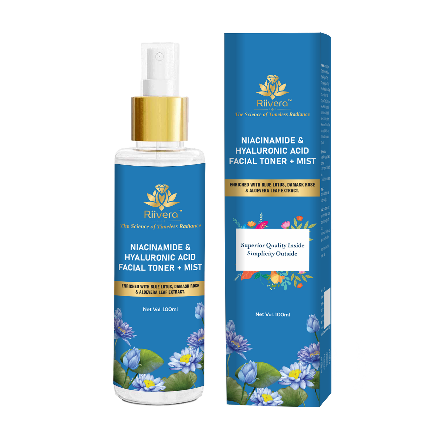 Niacinamide & Hyaluronic Acid Facial Toner & Mist |Glass Skin Glow Naturally| 2 in 1 Face Toner + Mist |Toner For Glowing & Hydrating Skin | All Skin Types