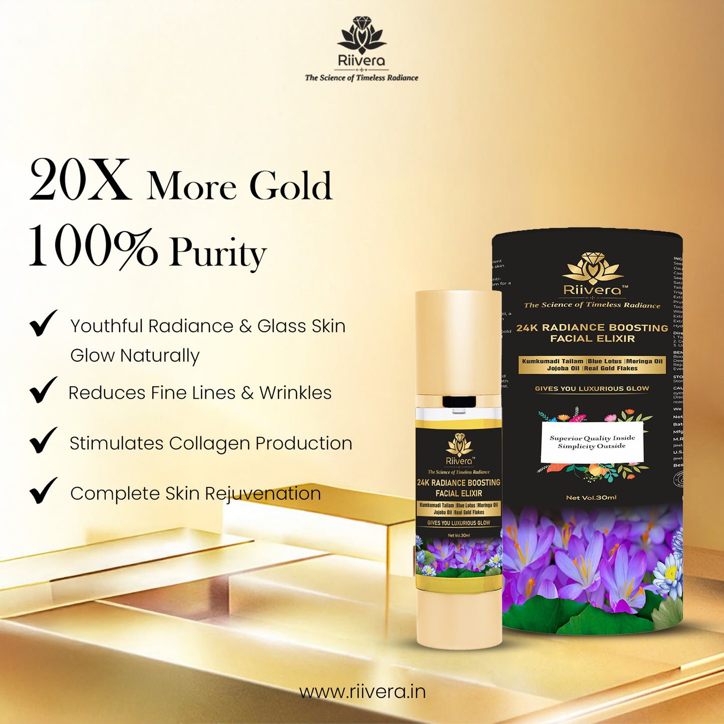 24k Gold Radiance Beauty Boosting Face Elixir | Nourish & Illuminate